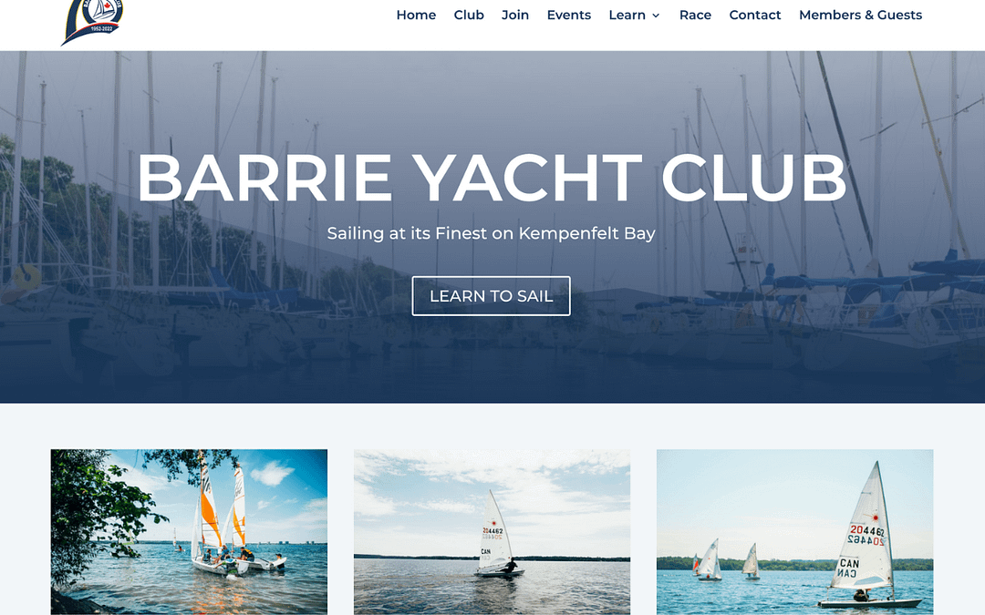 Barrie Yacht Club New Website
