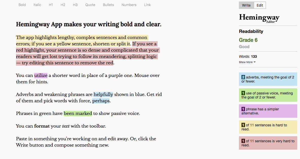 hemmingway app