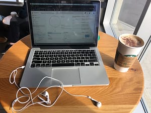 working in coffee shop